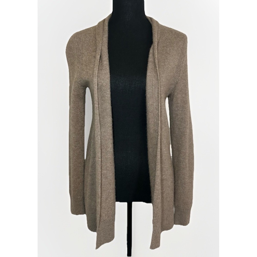 Saks Fifth Avenue Women's Pit to Pit 18" Brown Cashmere Open Cardigan *Flaws*